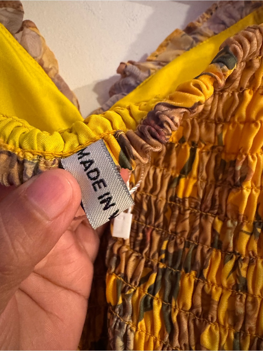 Yellow Floral Puff-Sleeve Midi Dress/ NEW - Picture 6 of 10